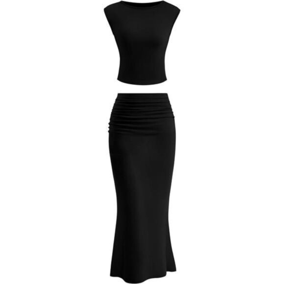 2 Piece Sets for Women Black - Picture 1 of 6